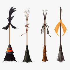 Autumn-inspired broom art. AI Generation.