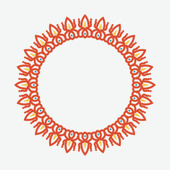 Decorative circle frame. Rounded ring with ornate ornament in oriental and arabic style antique disk with patterned vector ornament.