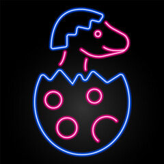 dino egg neon sign, modern glowing banner design, colorful modern design trend on black background. Vector illustration.
