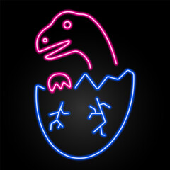 dino egg neon sign, modern glowing banner design, colorful modern design trend on black background. Vector illustration.