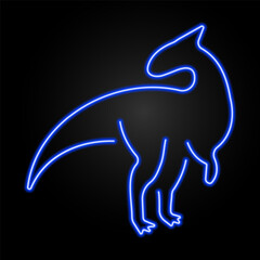 dinosaur neon sign, modern glowing banner design, colorful modern design trend on black background. Vector illustration.