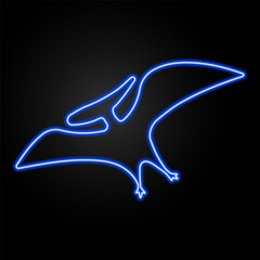 pterodactyl neon sign, modern glowing banner design, colorful modern design trend on black background. Vector illustration.