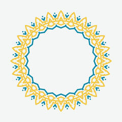 Decorative circle frame. Rounded ring with ornate ornament in oriental and arabic style antique disk with patterned vector ornament.
