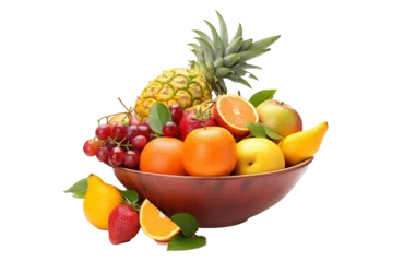 Tuinposter fruit bowl isolated on white background © LK
