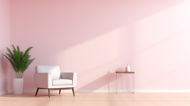 Interior design on minimalist landscape background