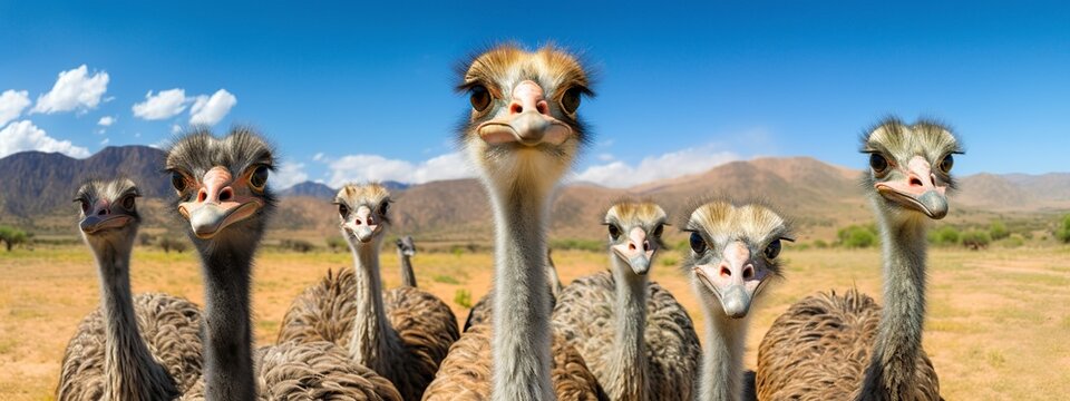 group of ostriches standing next to each other