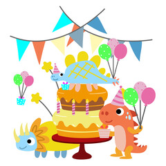Happy Birthday Dinosaur party cake. happy dino clipart