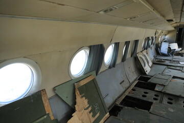 interior of an old soviet plane Soyuz