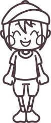 体操服を着た笑顔の女の子の線画