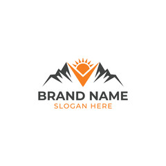LETTER V MOUNTAIN SUNRISE LOGO vector