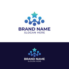 modern LETTER W Molecule STAR logo vector