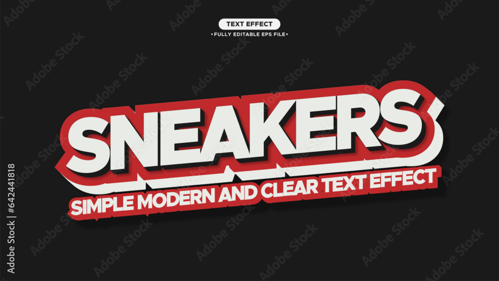 Poster sneakers simple and clear style text effect with red and white color text and black color background