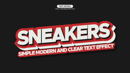 Sneakers Simple and Clear Style Text Effect with Red and white Color text and black color background