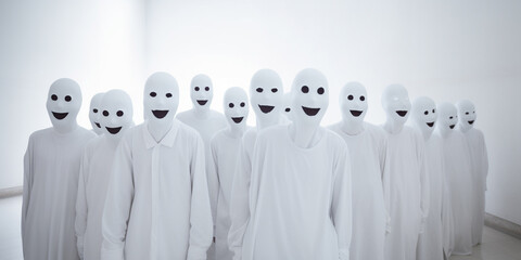 white smiley full face masks