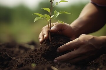Fototapeta premium planting a plant, save the earth concept