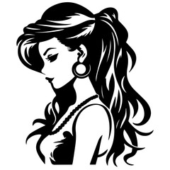 Woman Profile Silhouettes - Vector Illustration