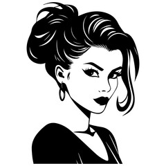 Woman Profile Silhouettes - Vector Illustration