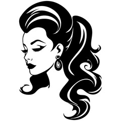 Woman Profile Silhouettes - Vector Illustration