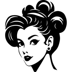 Woman Profile Silhouettes - Vector Illustration
