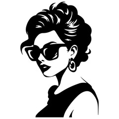 Woman Profile Silhouettes - Vector Illustration