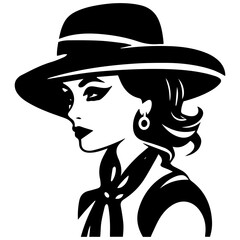 Woman Profile Silhouettes - Vector Illustration