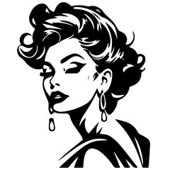 Woman Profile Silhouettes - Vector Illustration