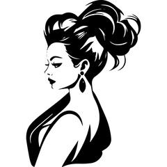 Woman Profile Silhouettes - Vector Illustration