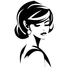 Woman Profile Silhouettes - Vector Illustration