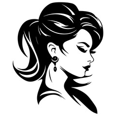 Woman Profile Silhouettes - Vector Illustration