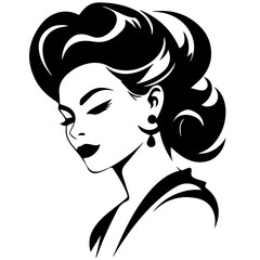 Woman Profile Silhouettes - Vector Illustration