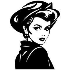 Woman Profile Silhouettes - Vector Illustration