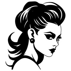Woman Profile Silhouettes - Vector Illustration
