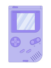 Electronic vintage pocket game. Trendy 80s, 90s, 00s style. Purple color.	