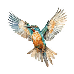 Obraz premium bird, made of watercolor, gouache paint, white background, isolated, generative ai