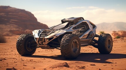 Fototapeta na wymiar Luxe Desert Voyage with a State-of-the-Art All-Terrain Vehicle
