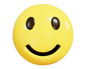 3d yellow smiling face emoji. Cartoon icon on isolated background. Stock vector illustration.