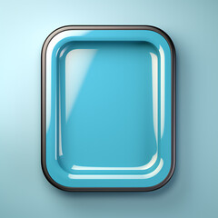 Blank Mobile application icon, button - turquoise square with round corners. 3d style