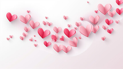 Valentines Day greeting card and romantic paper flying with heart shape