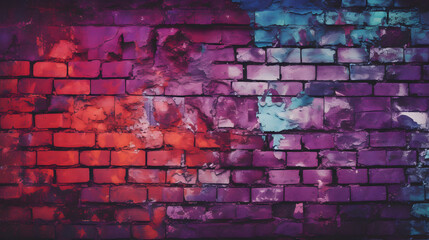 Fototapeta premium Purple red brown old brick wall