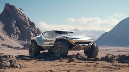 Fototapeta na wymiar Trailblazing Adventures: Futuristic 4x4 Off-Road Vehicles in the Desert