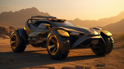 Fototapeta na wymiar The Future of Desert Adventures in Luxury: Futuristic 4x4 Cars