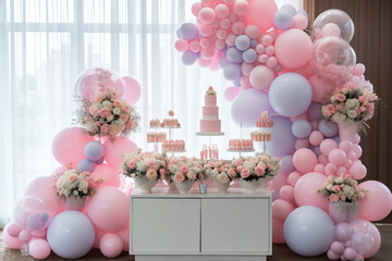 Baby shower party. Pink and blue decoration