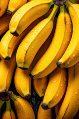 Photorealistic image of bright texture of small ripe bananas