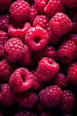 Generated photo-realistic image of the unique texture of matte garden red raspberries