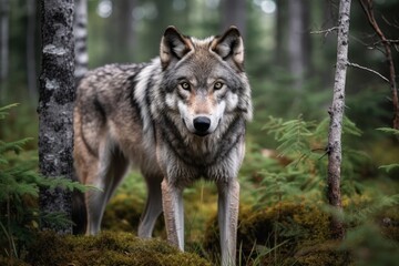 Naklejka na ściany i meble wolf in the woods
