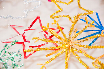 merry christmas. happy new year. xmas colorful and bright decorations. winter holiday celebration. party decor. gifts and presents