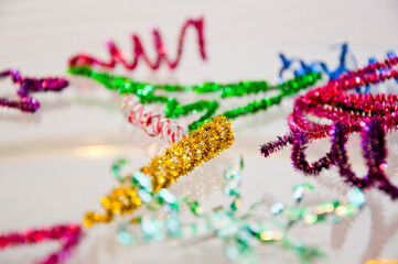 party decor. merry christmas. happy new year. xmas colorful and bright decorations. winter holiday celebration. holiday happiness