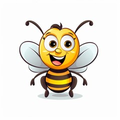 Buzzy the Adorable Bee: A Delightful Clip Art in a Cartoonish White Setting