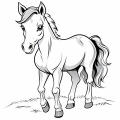 Obraz na płótnie Canvas Color-Me-Cute: A Simple, Cheerful Vector Horse with Big Eyes!