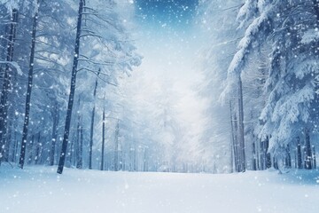 winter background with pine tree covered by snow